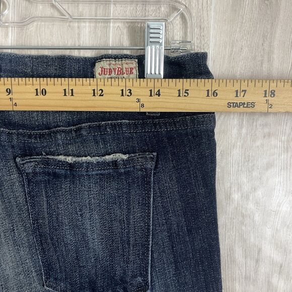 Judy Blue Jeans Women’s Size 1X Dark Wash Stretch Distressed Straight Leg USA - Picture 10 of 14